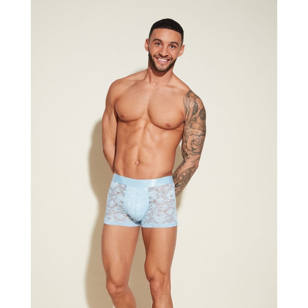 Cosabella Men's Light Blue Lace Trunks Sheer Sexy Designer Underwear L